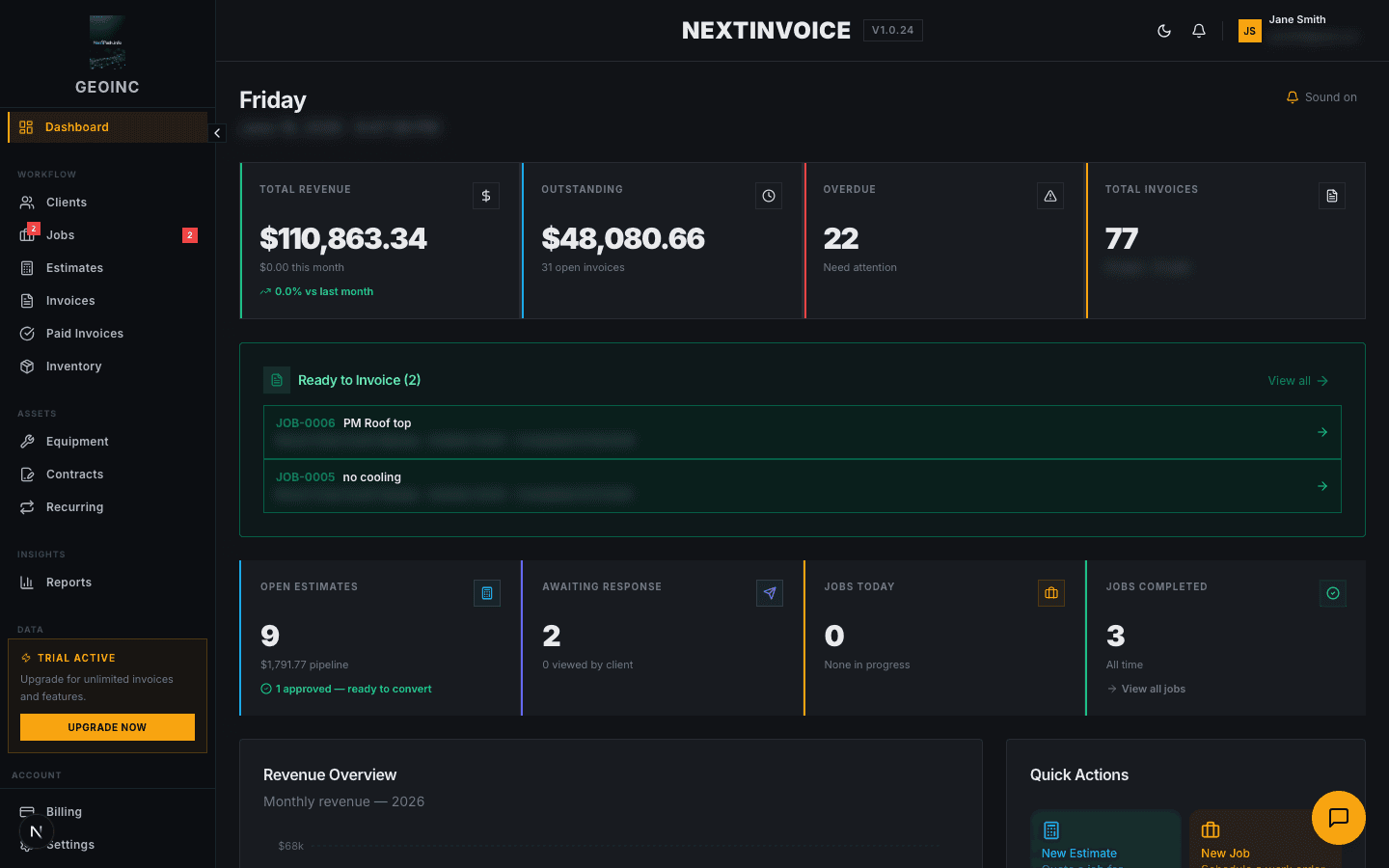 NextInvoice dashboard